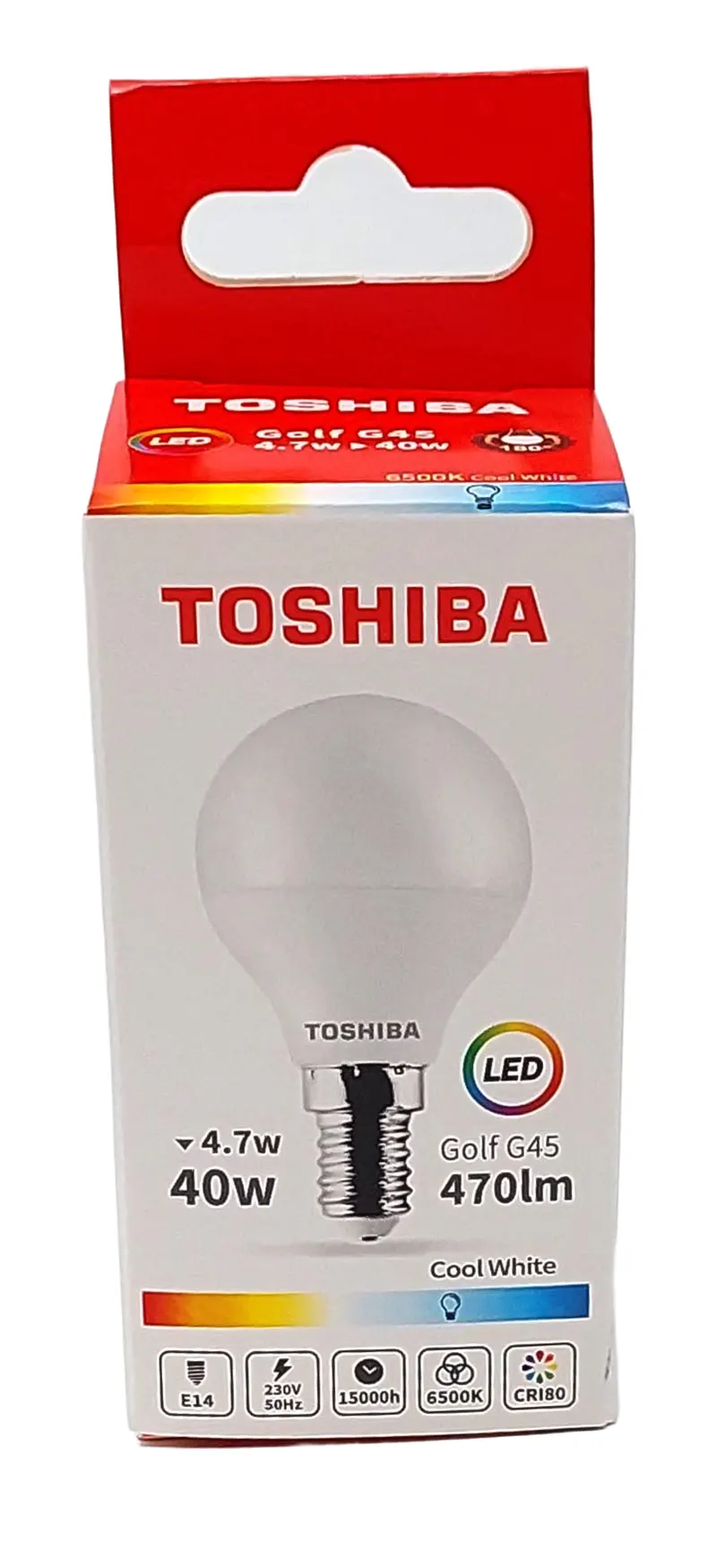 Becuri si lanterne - TOSHIBA BEC LED 5W E27 G45 ALB CALD 100/BAX, lucidiusmarket.ro