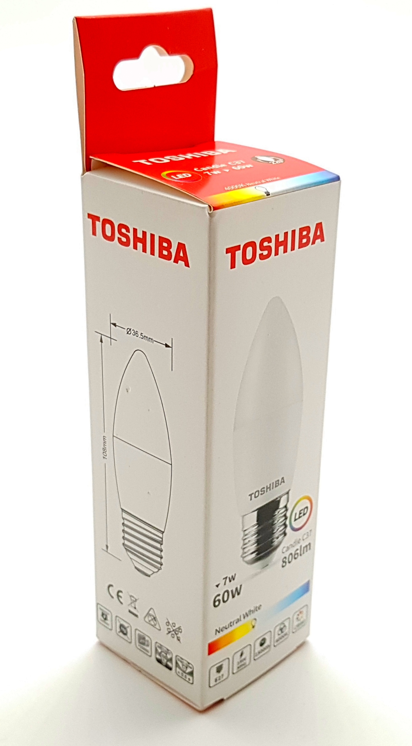 Becuri si lanterne - TOSHIBA BEC LED 7W E27 C37 ALB RECE 100/BAX, lucidiusmarket.ro
