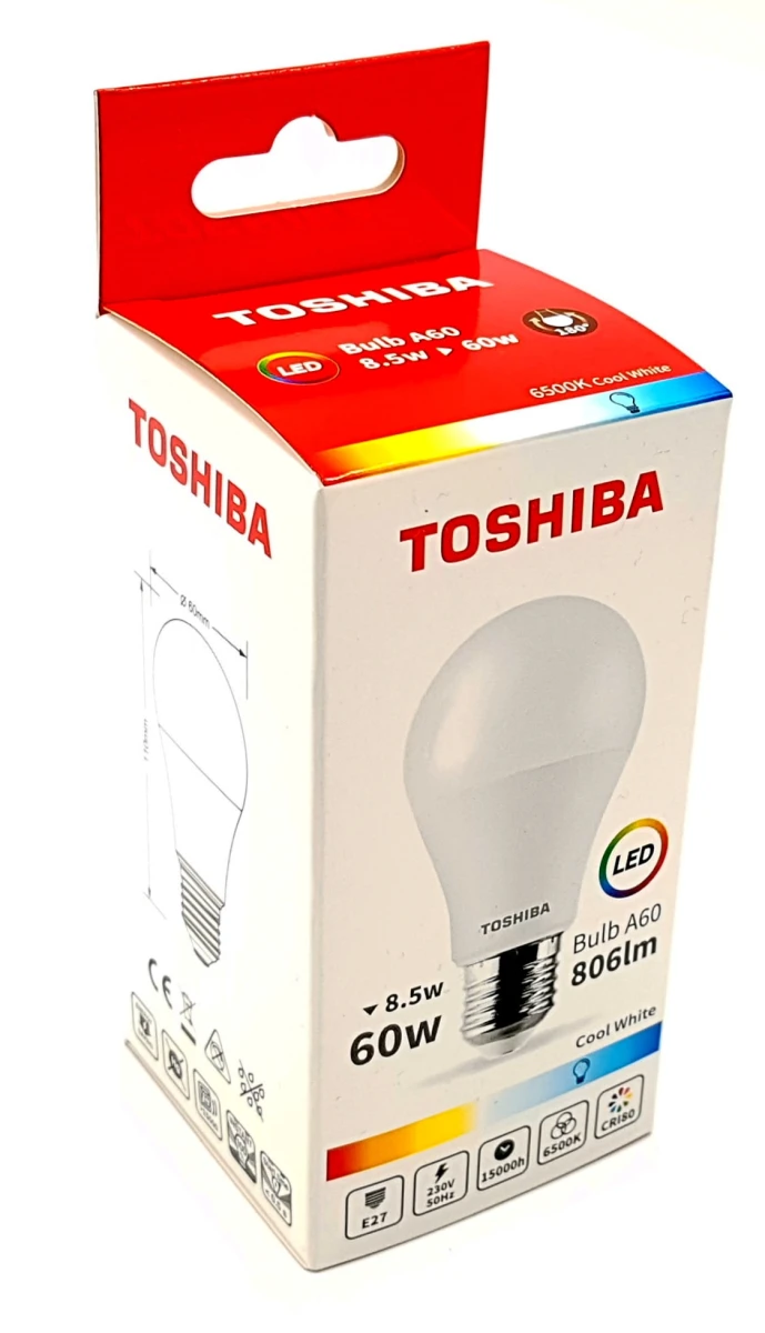 Becuri si lanterne - TOSHIBA BEC LED 8.5W E27 A60 ALB RECE 100/BAX, lucidiusmarket.ro