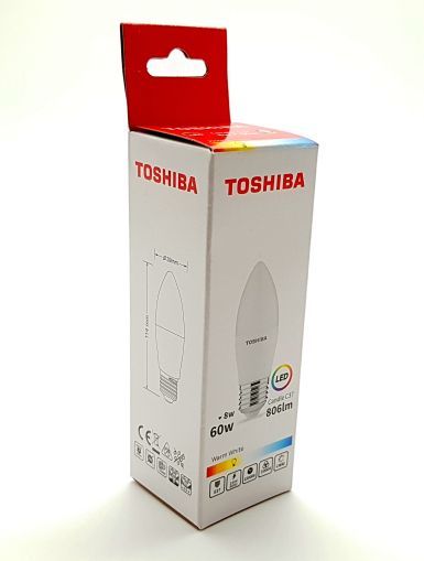 Becuri si lanterne - TOSHIBA BEC LED 8W E27 C37 ALB CALD 100/BAX, lucidiusmarket.ro