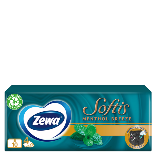 Servetele nazale - ZEWA SERVETELE NAZALE SOFTIS MENTHOL BREEZE 4STR 10BUC/SET 24SET/BAX, lucidiusmarket.ro