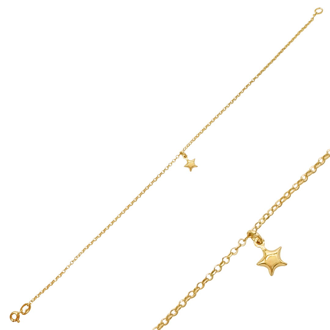 Bratara de picior din aur galben de 14k stea Maia Bijou
