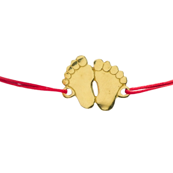 Bratara snur rosu din aur galben de 14k picioruse Maia Bijou