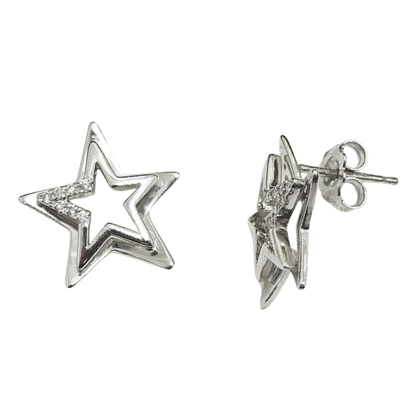 Cercei din aur alb de 18k cu diamante 14/0.1 ct Maia Bijou