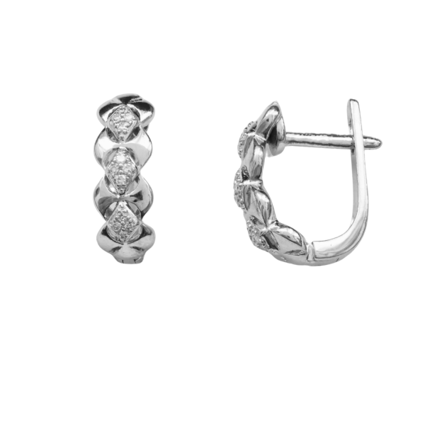 Cercei din aur alb de 18k cu diamante 24/0.07 ct Maia Bijou