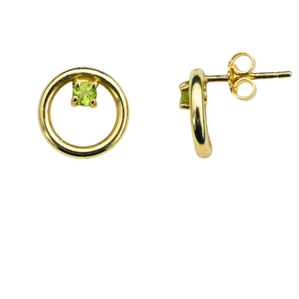 Cercei din aur galben 14k cerc cu zirconie verde Maia Bijou