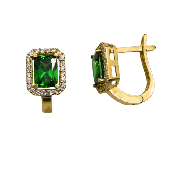 Cercei din aur galben de 14k cu zirconie verde Maia Bijou