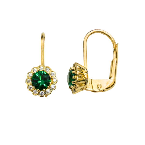 Cercei din aur galben de 14k floare Maia Bijou