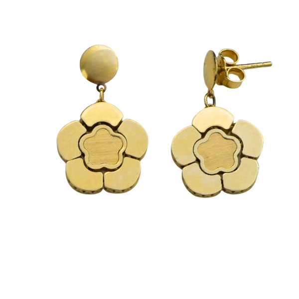 Cercei din aur galben de 14k floare Maia Bijou
