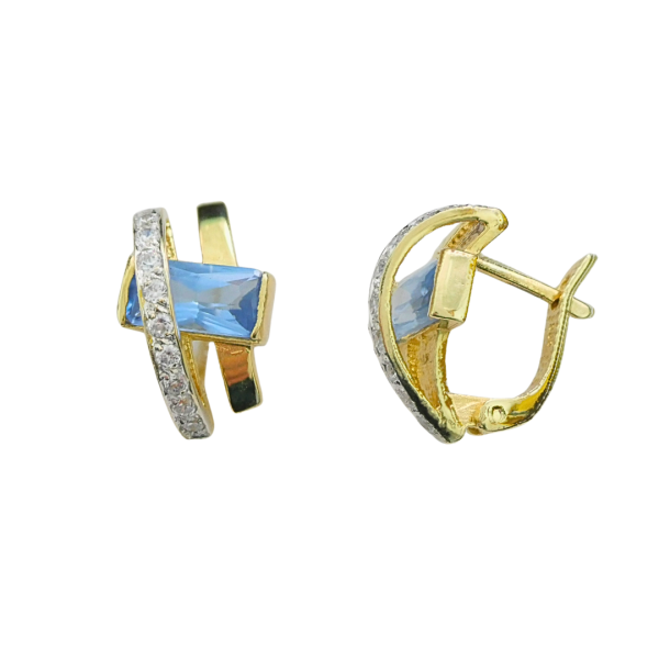 Cercei din aur galben de 14k zirconii Maia Bijou