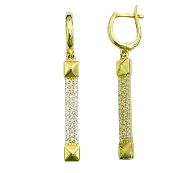 Cercei lungi din aur galben de 14k cu zirconii Maia Bijou