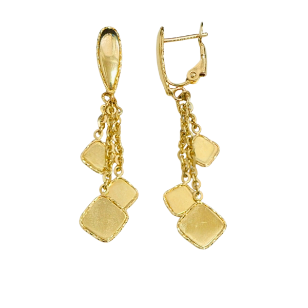Cercei lungi din aur galben de 14k forme geometrice Maia Bijou