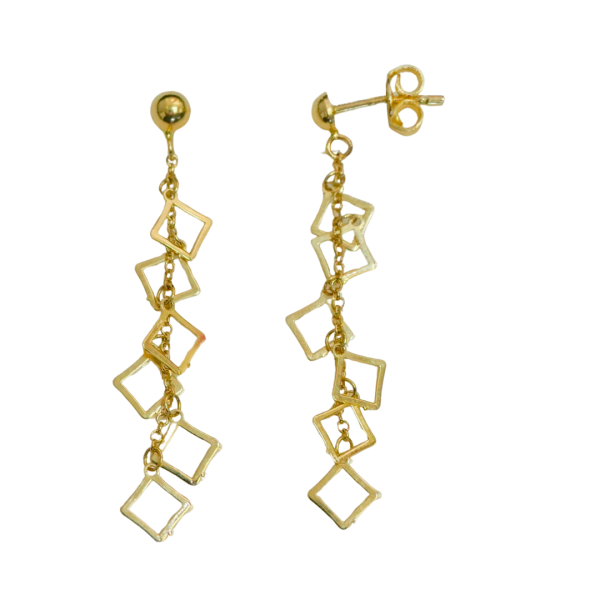 Cercei lungi din aur galben de 14k forme geometrice Maia Bijou