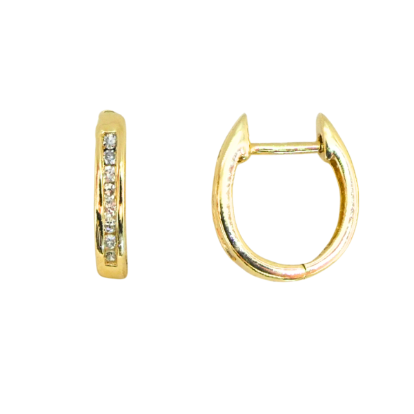 Cercei veriga din aur galben de 09k cu diamante 16/0.10 ct Maia Bijou