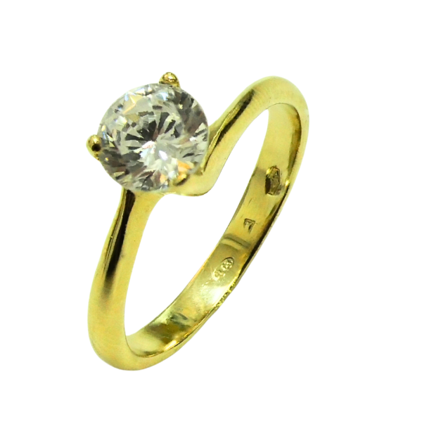 Inel de logodna din aur galben de 14k cu zirconie Maia Bijou