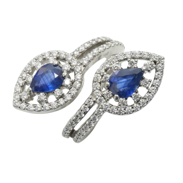 Inel din aur alb de 18k cu diamante 102/1.2 ct si safire 2/1.6 ct Maia Bijou