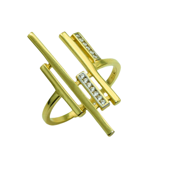 Inel din aur galben de 14k cu zirconii Maia Bijou