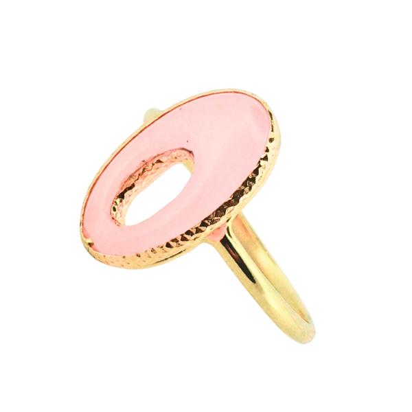 Inel din aur galben de 14k cuart roz Maia Bijou