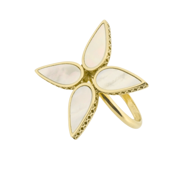 Inel din aur galben de 14k floare cu madre perla Maia Bijou