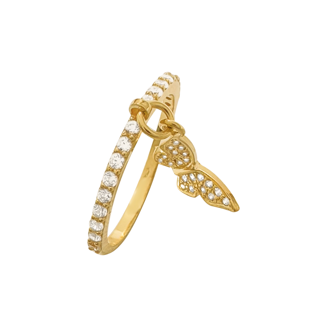 Inel din aur galben de 14k fluture cu zirconii Maia Bijou