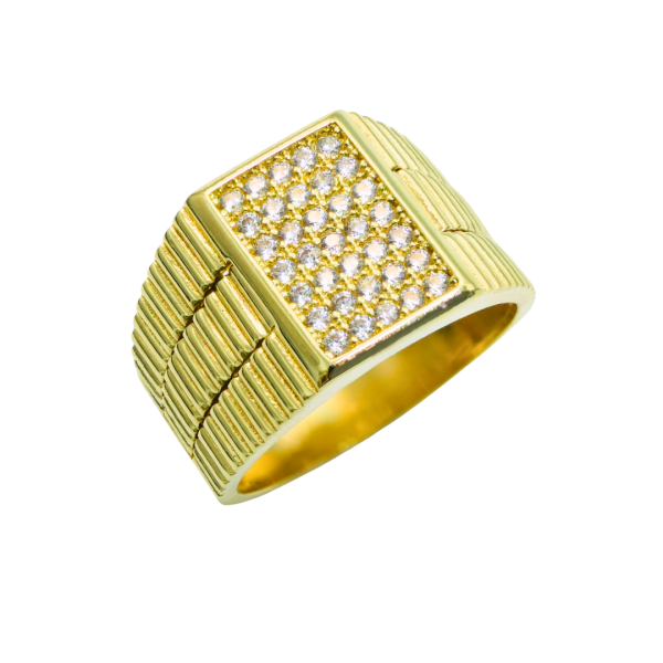Inel pentru barbati din aur galben de 14k cu zirconii Maia Bijou