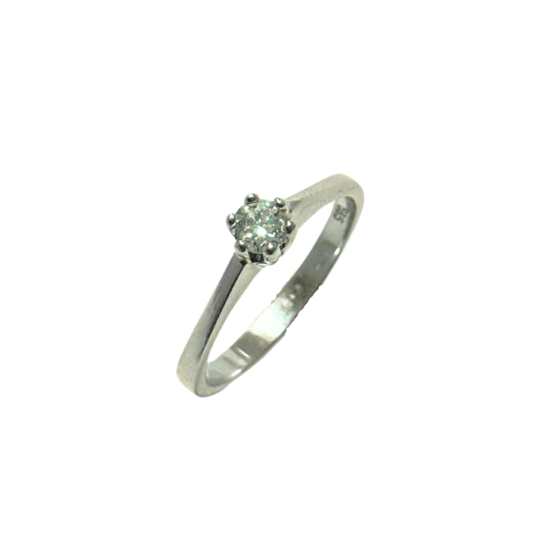 Inel solitaire din aur alb de 14k cu diamant 1/0.15 ct Maia Bijou