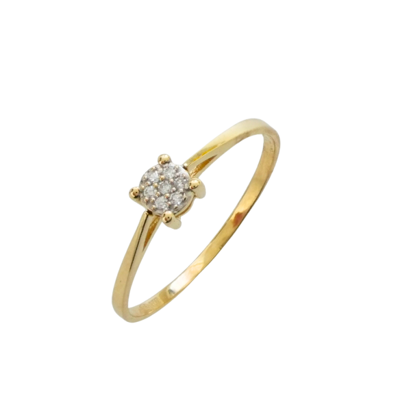 Inel solitaire din aur galben de 09k cu diamante 7/0.035 ct Maia Bijou
