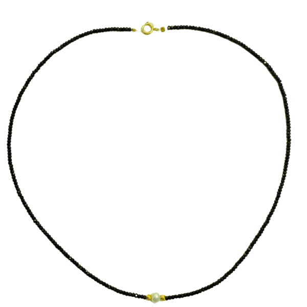 Lant cu bila din aur galben de 14k cu spinel si perla Maia Bijou