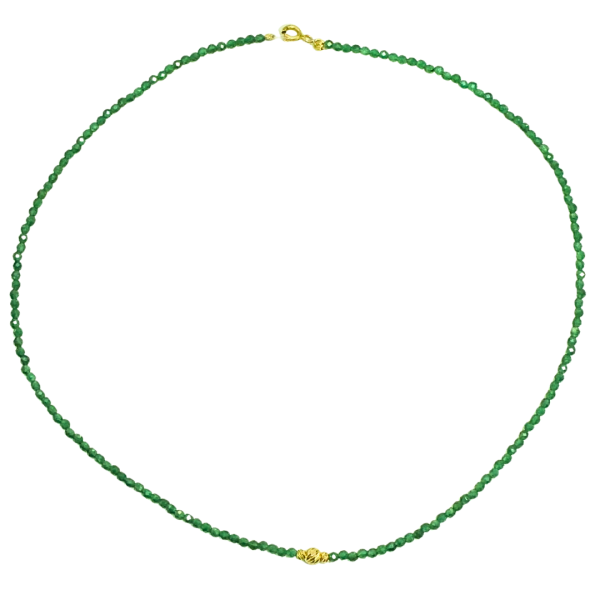 Lant cu bile din aur galben de 14k cu agata verde Maia Bijou