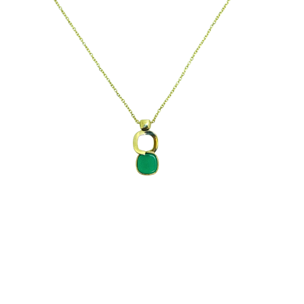 Lant din aur galben de 14k pandant cu agata verde Maia Bijou