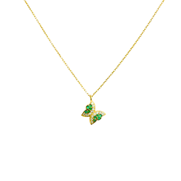 Lant din aur galben de 14k pandant fluture cu zirconii Maia Bijou