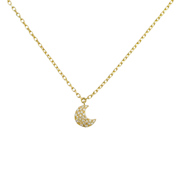 Lant din aur galben de 14k pandant luna cu zirconii Maia Bijou
