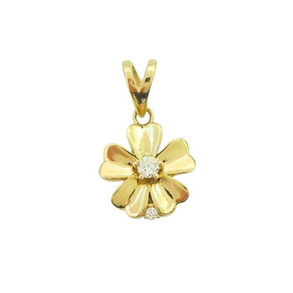 Pandantiv din aur galben de 14k floare cu zirconii Maia Bijou