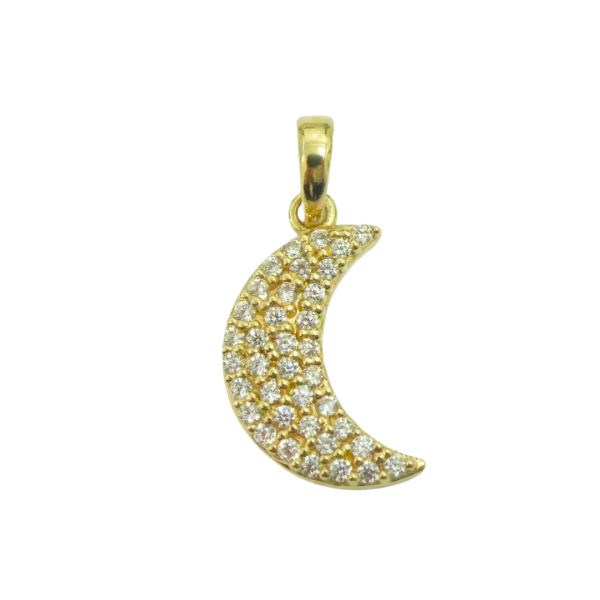 Pandantiv din aur galben de 14k luna cu zirconii Maia Bijou
