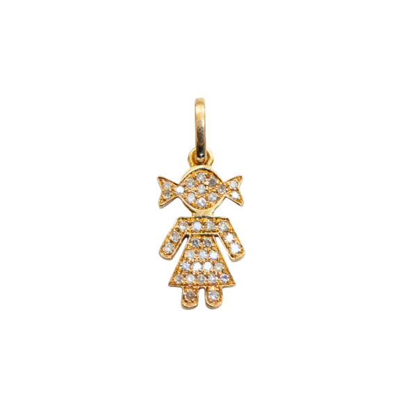 Pandantiv fetita din aur roz de 18k cu diamante 37/0.15 ct Maia Bijou