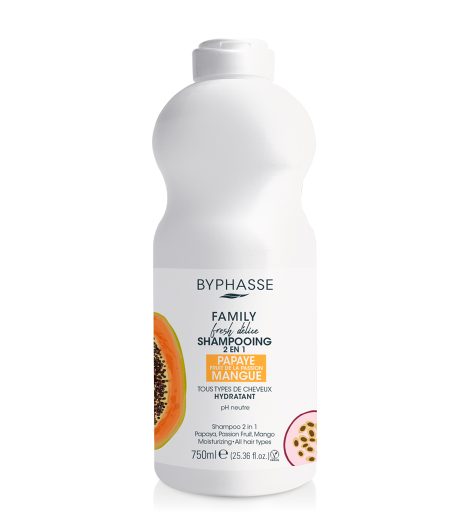 Șampon și balsam Byphasse Family Fresh Délice 2 în 1 pentru toate tipurile de păr, 750ml 