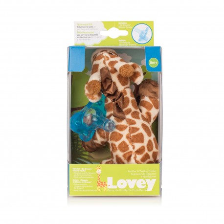 Jucarie Lovey girafa + suzeta din silicon albastra, DR. BROWNS 155