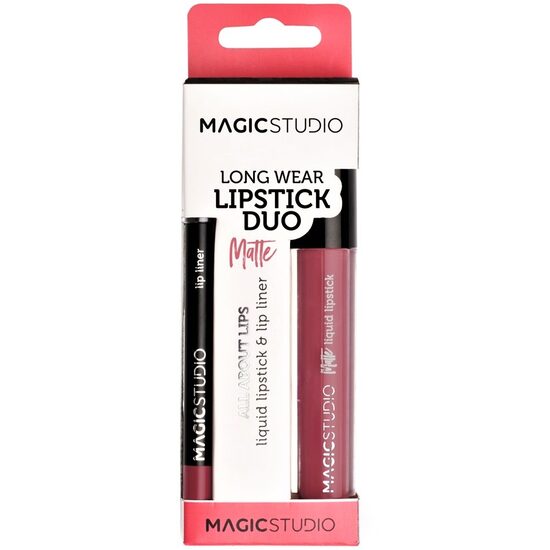 Kit Perfect Lips ruj lichid mat si creion contur , Magic Studio, 02 Roz
