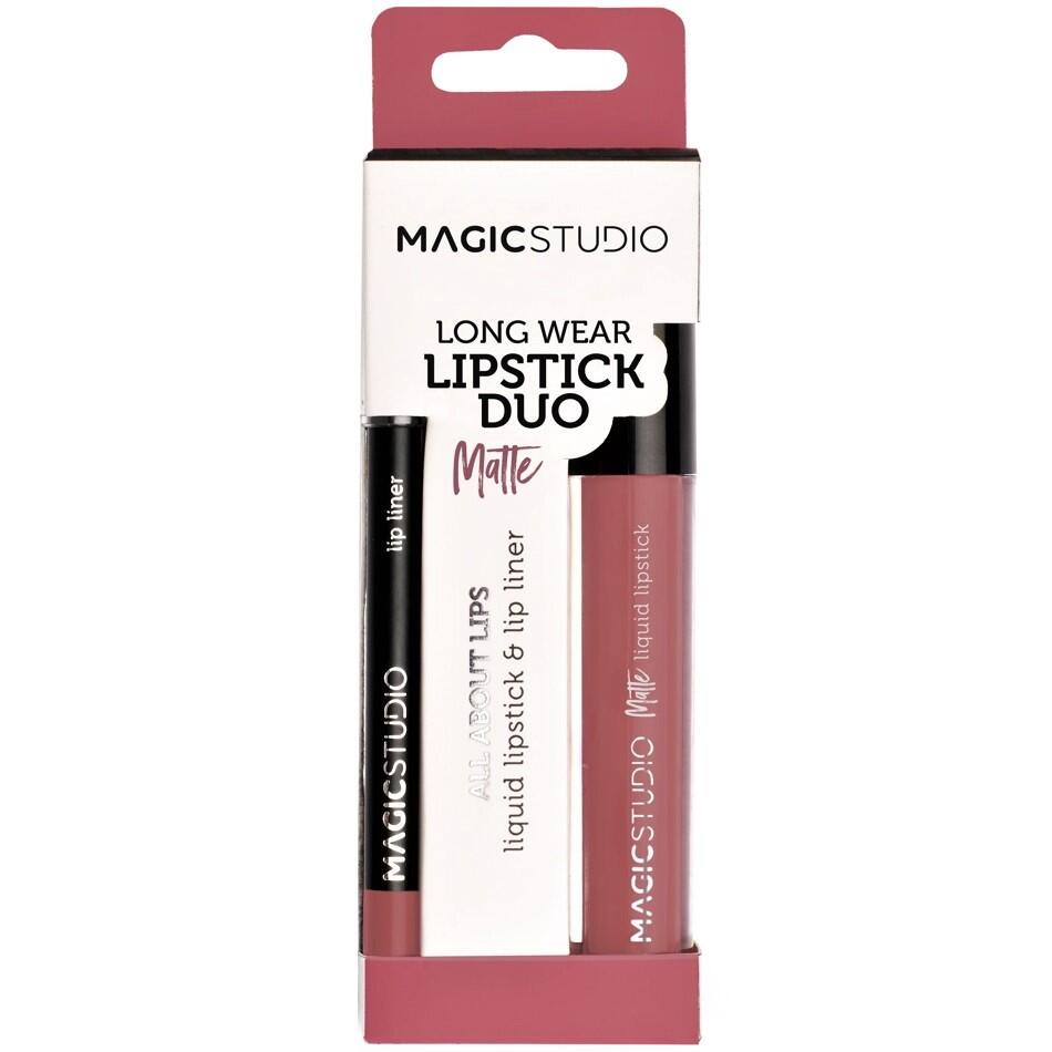 Kit Perfect Lips Luciu de buze si creion contur asortat, Magic Studio,01 Brown