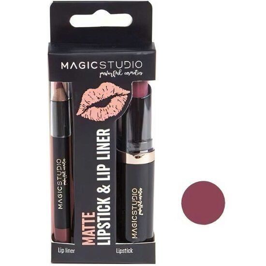 Kit Perfect Lips, Ruj de buze Mat si creion contur asortat, Magic Studio, Dark Nude
