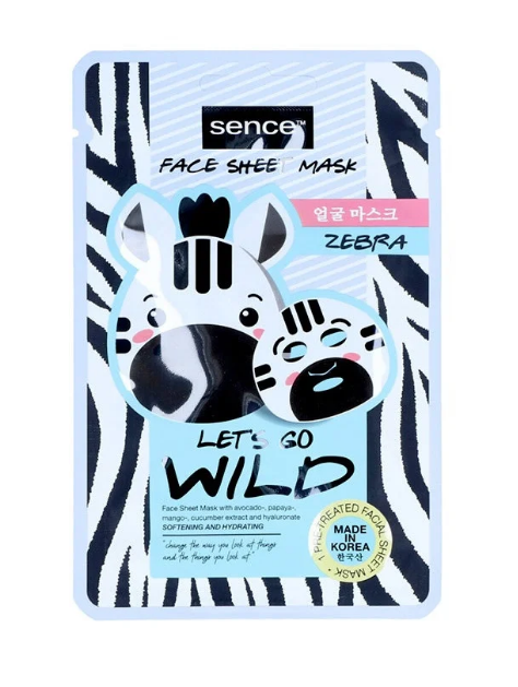 Masca de fata tip servetel SENCE, Lets go wild, Zebra