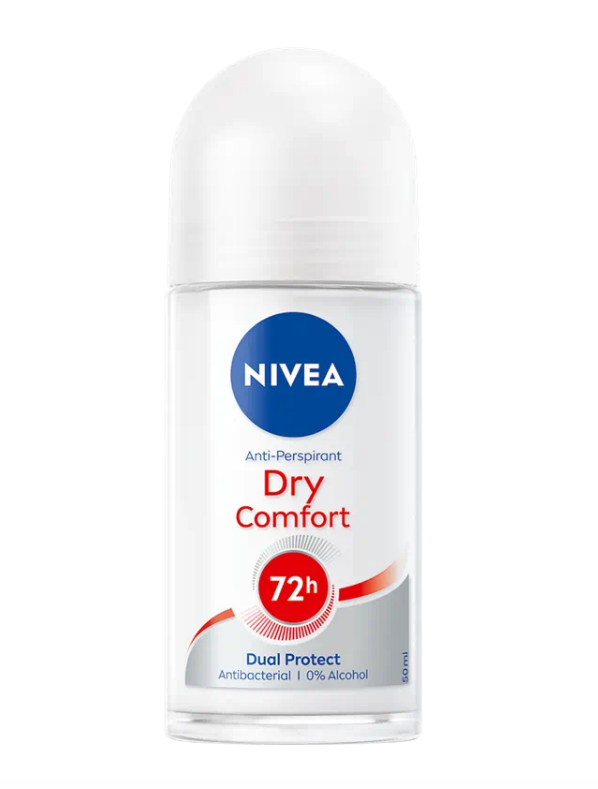 Antipersirant Deodorant Roll-on pentru femei Nivea Dry Comfort Dual Protect 72h, 50ml