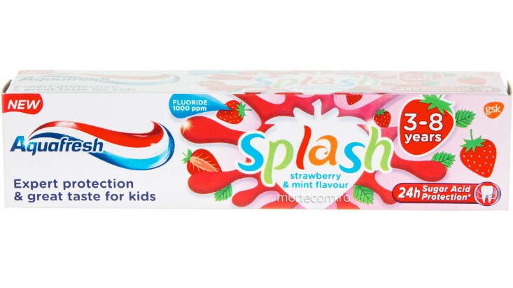 Pasta de dinti AQUAFRESH Strawberry Splash pentru copii 3-8ani, 50ml