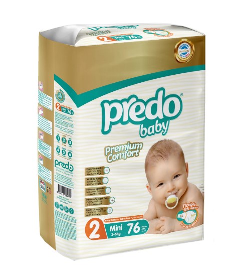 Scutece PREDO Premium Comfort, marimea 2, 3-6 kg, 76 buc