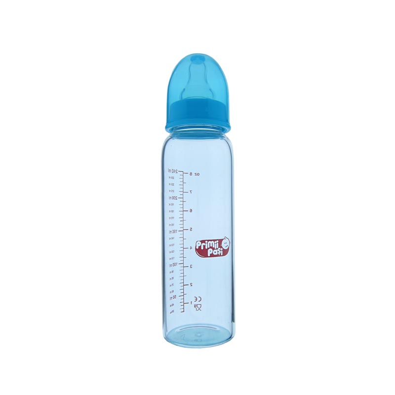 Biberon Borosilicat sticla x240ml Albastru, Primii Pasi R0150