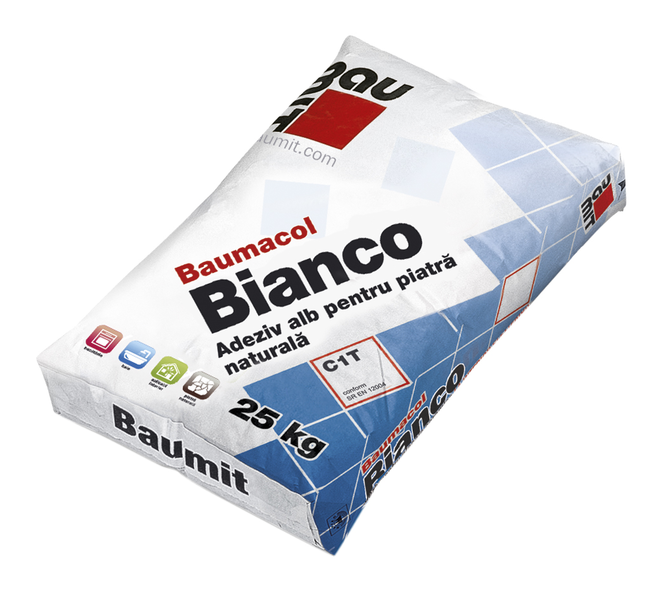 Adhesives ceramic tiles - White glue for natural stone Baumit Baumacol Bianco 25kg, https:maxbau.ro