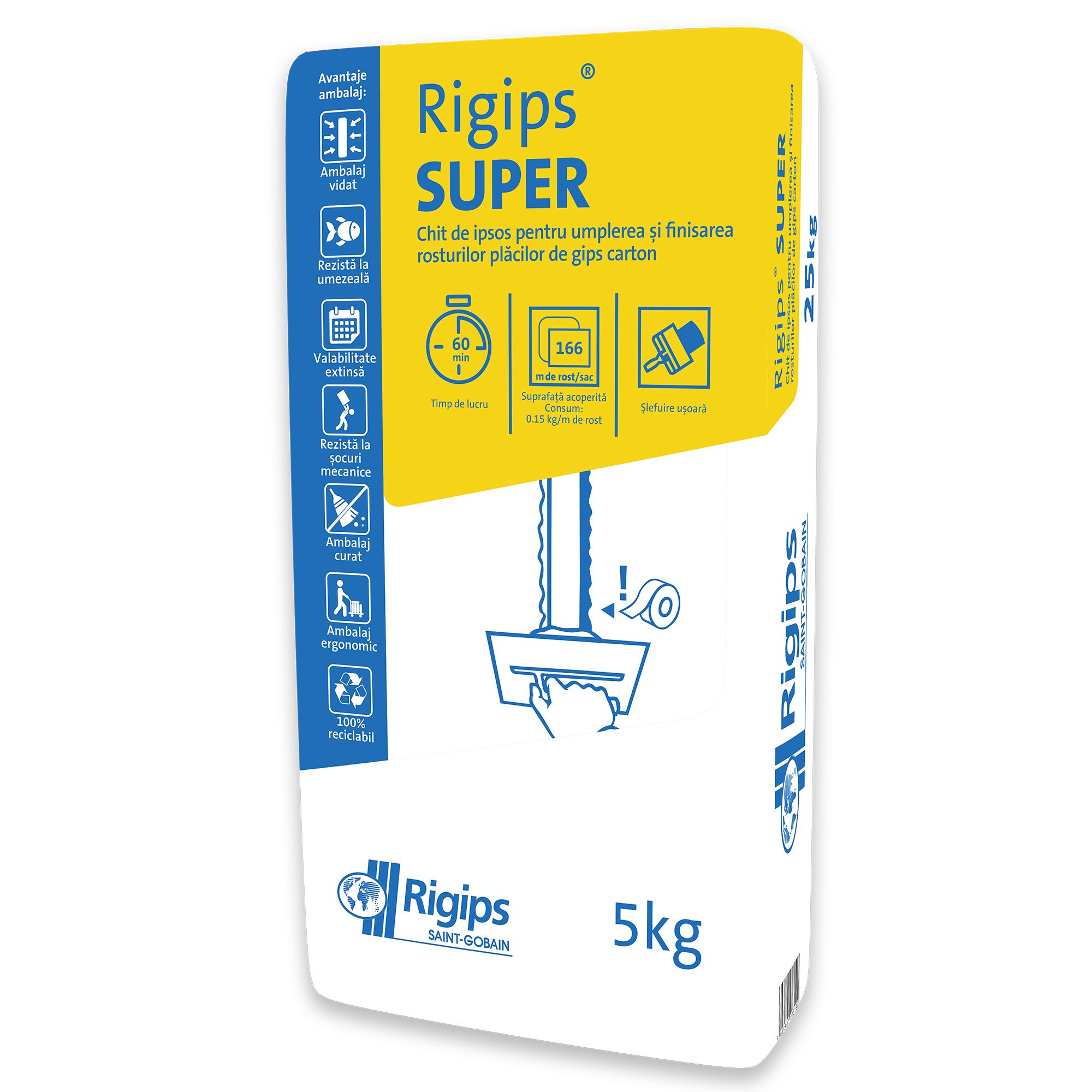 Grout joints for plasterboard - Rigips Super 5KG joint putty, https:maxbau.ro