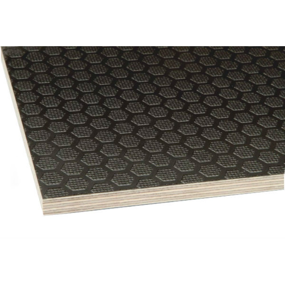 Antiskid playwood - Hexagonal anti-slip TEGO formwork plywood 12 mm thickness, 1250 x 2500 mm, https:maxbau.ro
