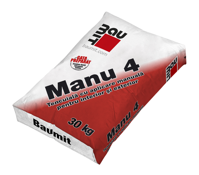 Finishing plasters - Manual plaster var-cement Baumit Manu 4 30KG, https:maxbau.ro