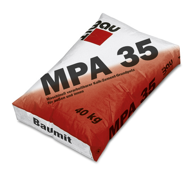 Finishing plasters - Mechanized plaster var-cement Baumit MPA 35 40KG, https:maxbau.ro